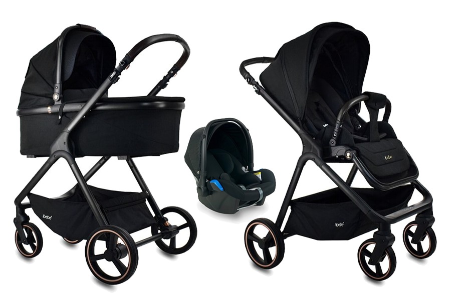 Ibebe ICE 3in1 frame black (pushchair + carrycot + Kite car seat + adapters) 2022/2023