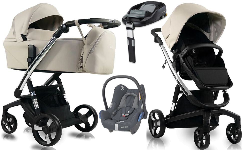 Ibebe I-Stop Eco Chrome 4in1 (pushchair + carrycot + Maxi Cosi Cabrio car seat + Familyfix base ) 2023/2024 FREE DELIVERY