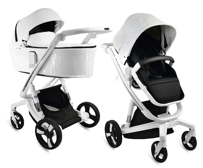 Ibebe I-Stop Crocodile Leather 2in1 (pushchair + carrycot) colour white IS 29/2023 FREE DELIVERY