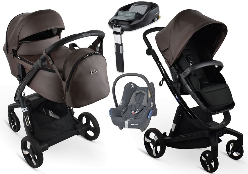 Ibebe I-Stop Eco Gloss New 4in1 (pushchair + carrycot + Maxi Cosi Cabrio car seat + Familyfix base ) 2023/2024 FREE DELIVERY