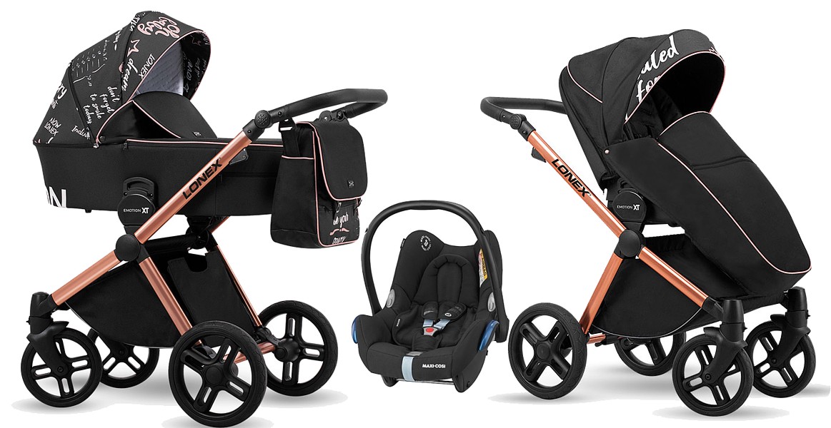 Lonex Emotion XT Print 3in1 (pushchair + carrycot + Maxi Cosi Cabrio) 2022/2023 FREE DELIVERY