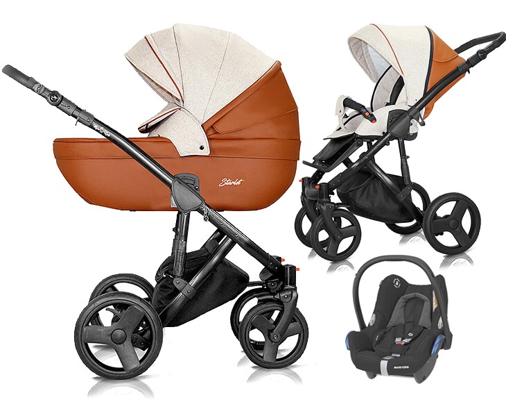 Milu Kids Starlet Eko 3in1 (pushchair + carrycot + Maxi Cosi Cabrio car seat) 2023 FREE DELIVERY
