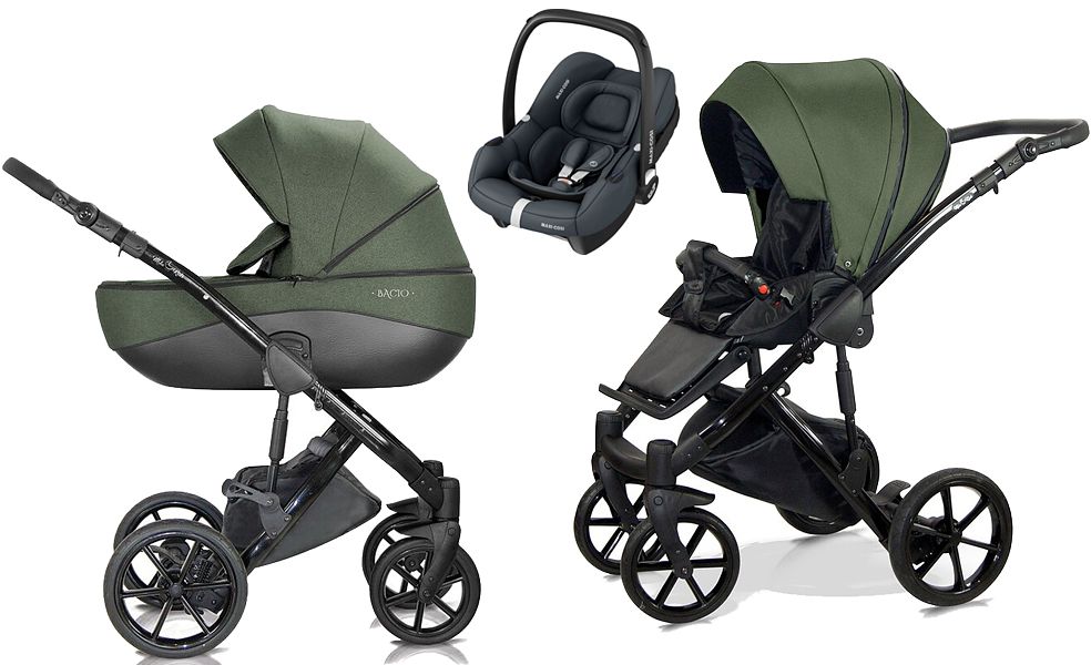 Milu Kids Bacio 3in1 (pushchair + carrycot + Maxi Cosi Cabrio I-Size car seat) 2023 FREE DELIVERY