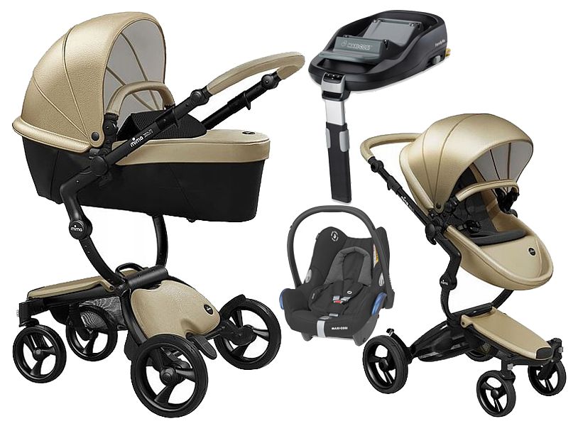 Mima Xari 4G 4in1 (frame + pushchair/carrycot + Color pack + Maxi Cosi Cabrio seat + Familyfix base) Champagne FREE DELIVERY