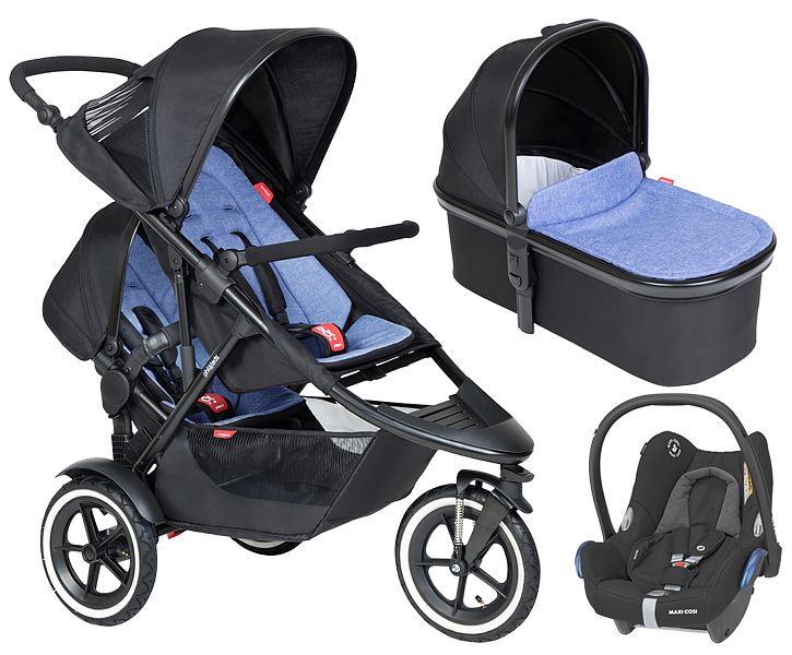 SPECIAL Phil&Teds Sport sibling stroller 3in1 (pushchair + carrycot + extra seat + Cabriofix car seat ) FREE DELIVERY