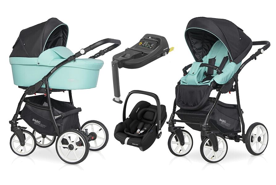 Riko Basic Sport 4in1 (pushchair + carrycot + Maxi Cosi Cabrio I-Size car seat + base) 2023/2024 FREE DELIVERY