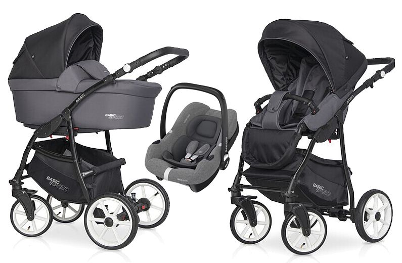 Riko Basic Sport 3in1 (pushchair + carrycot + Maxi Cosi Cabrio I-Size car seat) 2023/2024 FREE DELIVERY