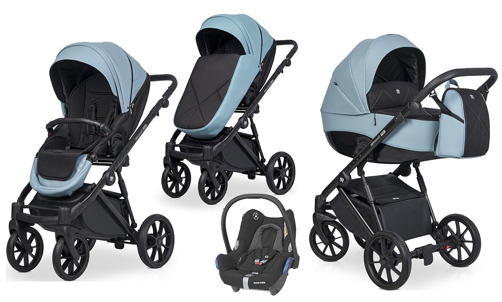 Riko Brano Pro 3in1 (pushchair + carrycot + Maxi Cosi Cabrio car seat) 2022/2023 FREE DELIVERY