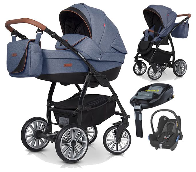 Euro-Cart Passo Pro Denim 4in1 (pushchair + carrycot + Maxi Cosi Cabriofix car seat + Familyfix isofix base) 2023 FREE DELIVERY