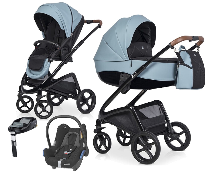 Riko XD Black Series 4in1 (pushchair + carrycot + Maxi Cosi Cabrio car seat + Familyfix Base) 2022/2023 FREE DELIVERY