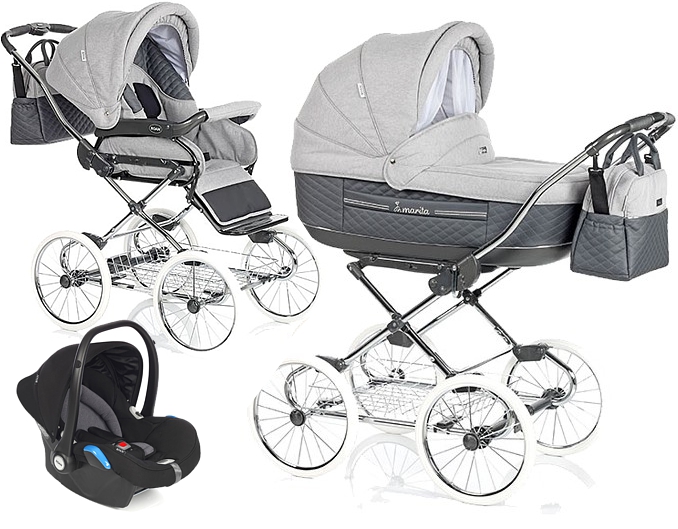 Roan Marita Prestige 3in1 (pushchair + carrycot + Kite car seat with adapters) chrome frame 2022/2023 FREE DELIVERY