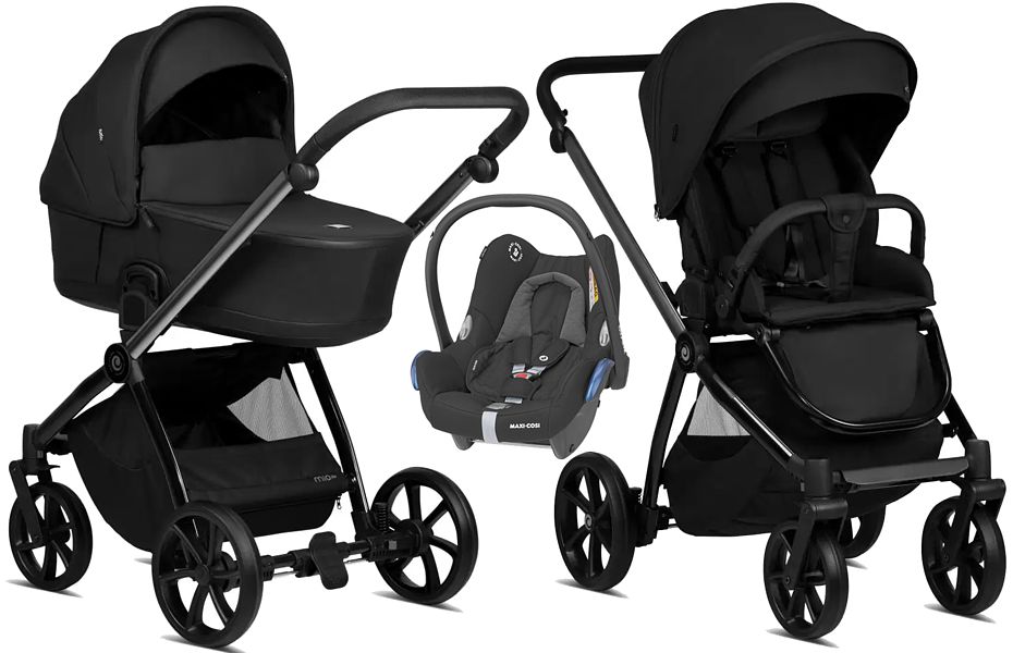 SPECIAL Tutis Mio Plus Thermo 3in1 (pushchair + carrycot + Cabrio car seat) Black Collection 2023/2024 FREE DELIVERY