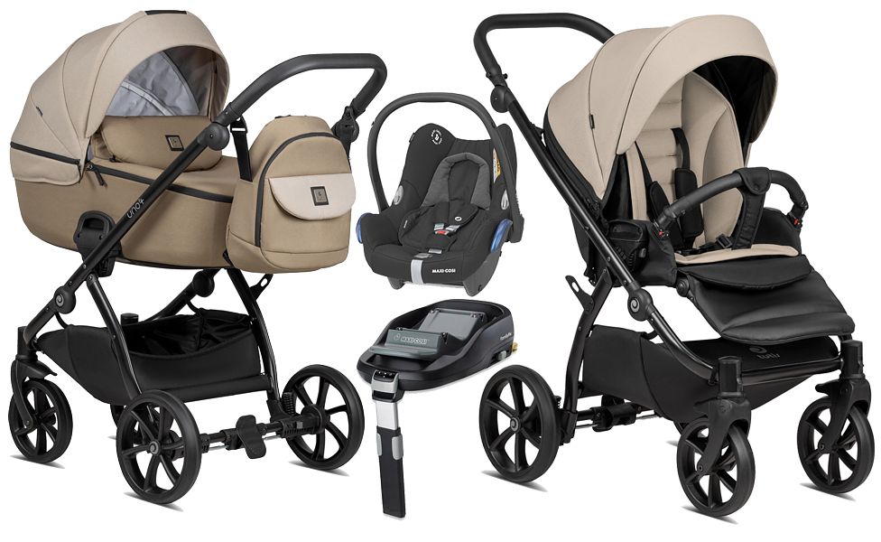 Tutis Uno 5+ Earth 4in1 (pushchair + carrycot + Maxi Cosi Cabrio car seat + Familyfix base) 2024 FREE DELIVERY